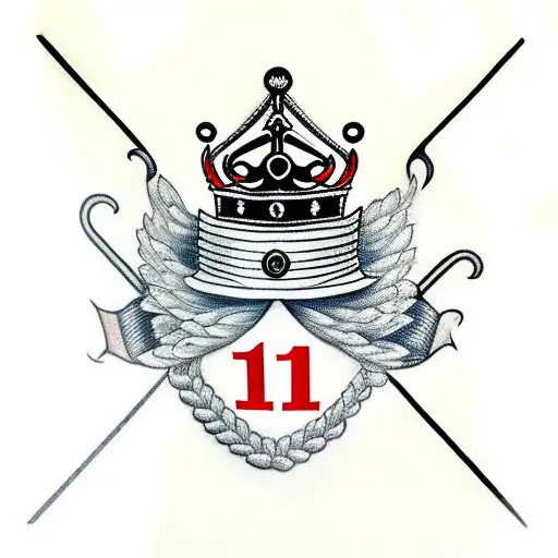 the letter and number "1K" in red with a kings crown in the background. gangster style tattoo design idea