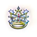 the words"1K Family" in gold lettering in front of a kings crown in a gangster style tattoo design idea