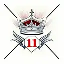 the letter and number "1K" in red with a kings crown in the background. gangster style tattoo design idea