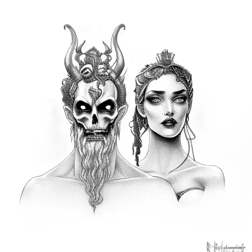 Hades and Persephone in the Underworld tattoo design idea
