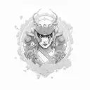 An intricate tattoo design combining elements of a beautiful woman and a powerful samurai warrior tattoo design idea