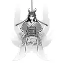 An intricate tattoo design combining elements of a beautiful woman and a powerful samurai warrior tattoo design idea