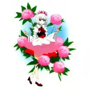 Peony with polish tattoo design idea