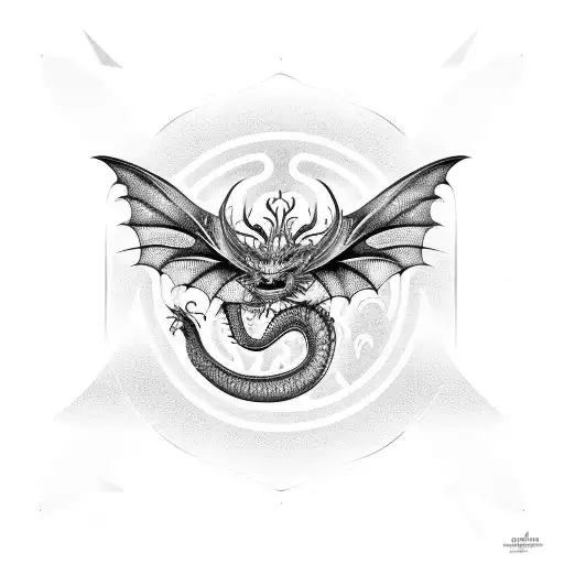 dragon butter fly  tattoo design idea