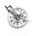 grim reaper with clock hanging from scythe tattoo design idea