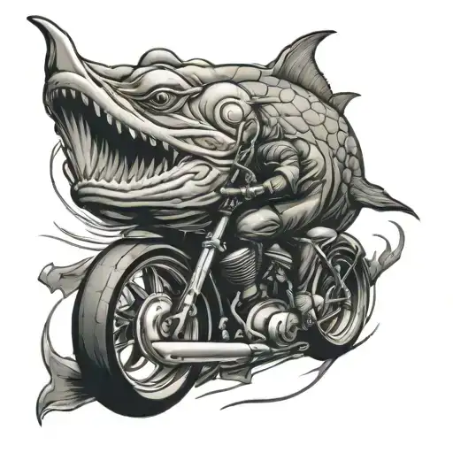 dolphin catfish motorcycle  tattoo design idea