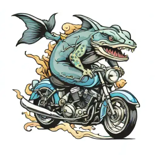 dolphin catfish motorcycle  tattoo design idea