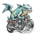 dolphin catfish motorcycle  tattoo design idea