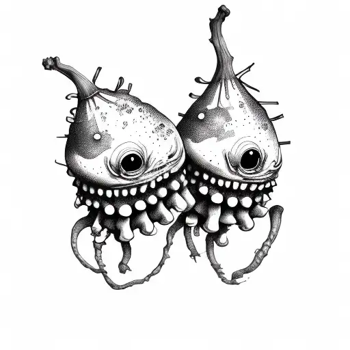 rotting two peas in a pod tattoo design idea