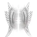 angel wings with halo with name "Susan" tattoo design idea