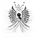 angel wings with halo with name "Susan" tattoo design idea