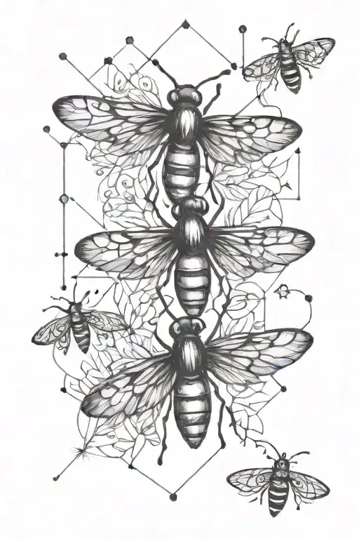fireflies woodland flowers tattoo design idea