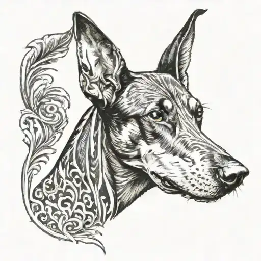 doberman and crested tattoo design idea