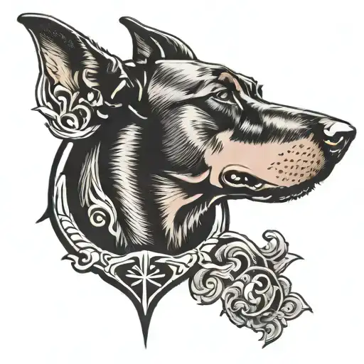 Doberman crest tattoo design idea