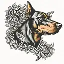 Doberman crest tattoo design idea