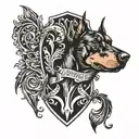 Doberman crest tattoo design idea