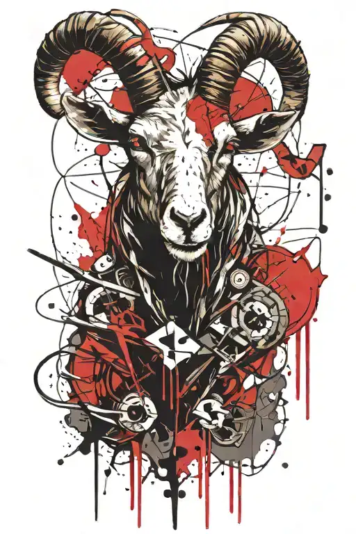 evil and demonic goat surrounded tattoo design idea