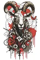 evil and demonic goat surrounded tattoo design idea