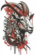 evil and demonic goat surrounded tattoo design idea