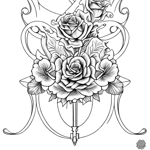 Create a unique and detailed vintage-inspired tattoo design featuring a beautifully ornate vase as the central element tattoo design idea