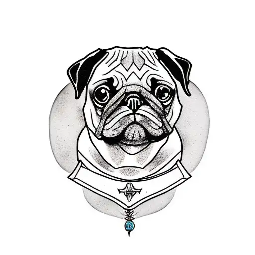 pug outline, harry potter, watercolour splash tattoo design idea