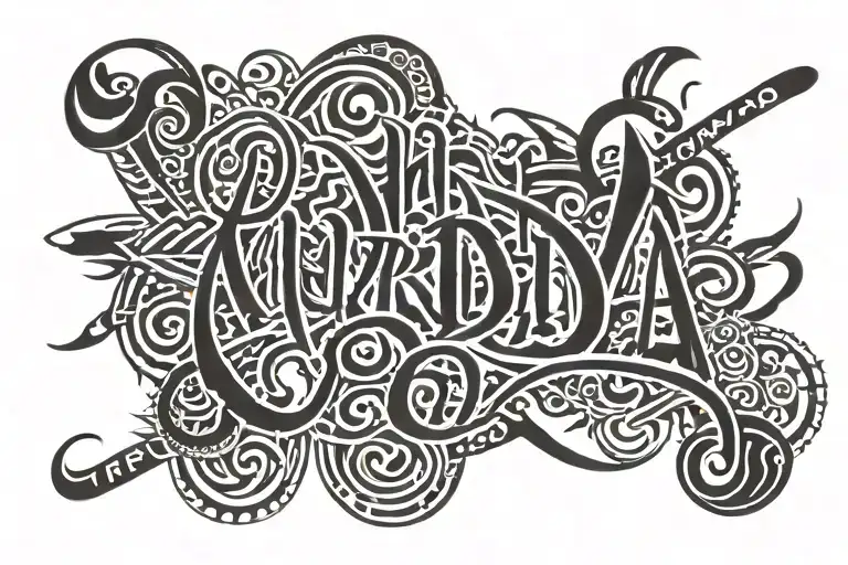 Text "MURDA" in font tattoo design idea