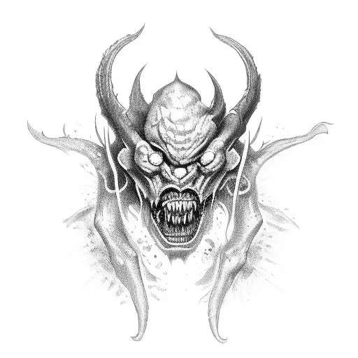 some monster or demon which is very vile and doesn't look like a person tattoo design idea