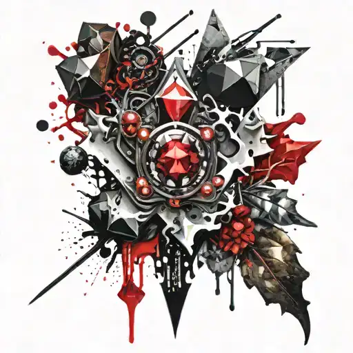 Trash Polka "The Word Ruby In Gold And Silver..." Tattoo Idea BlackInk AI