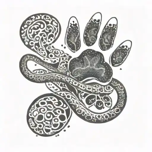 cat and dog paw print combined with infinity sign intertwined tattoo design idea