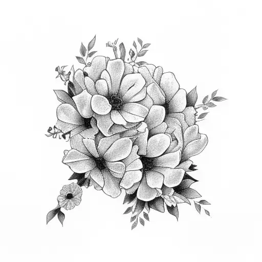 A stunning cross made entirely of beautifully shaded flowers tattoo design idea