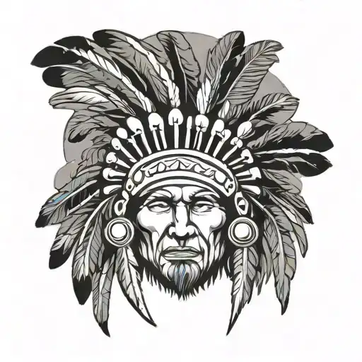 a beanbag wearing an Indian chief headdress tattoo design idea