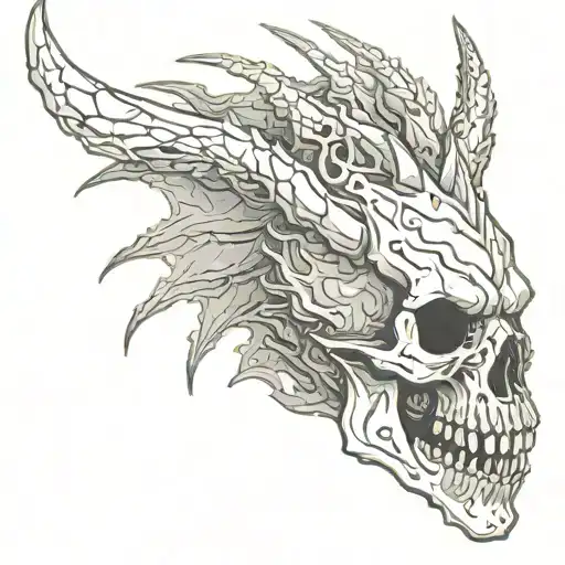 skull dragon tattoo design idea