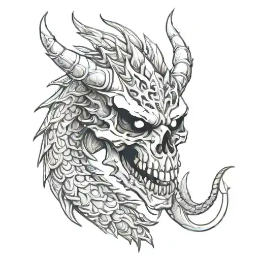 skull dragon tattoo design idea