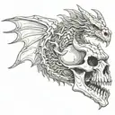 skull dragon tattoo design idea