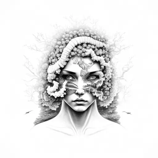 mother nature headshot tattoo design idea