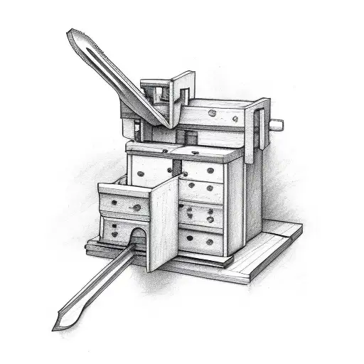 Carpenter tools forming a stylish wardrobe tattoo design idea