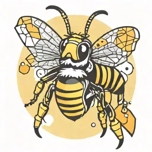 cubism bee tattoo design idea