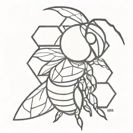 cubism bee tattoo design idea