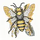 cubism bee tattoo design idea