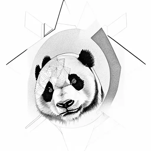 Panda, in full growth, in profile tattoo design idea