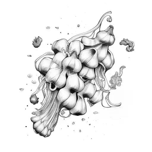 peppercorn, chilli, shallot, tumeric, garlic tattoo design idea