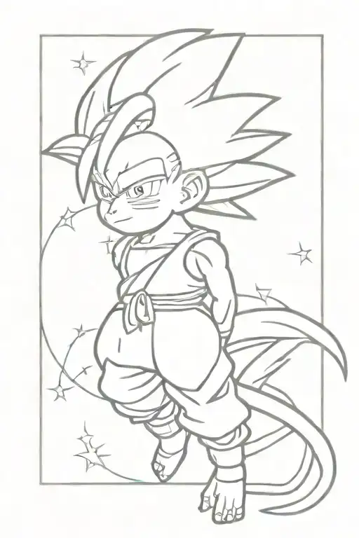 Dragon ball Z theme: 4 star dragon ball, kid Goku tattoo design idea