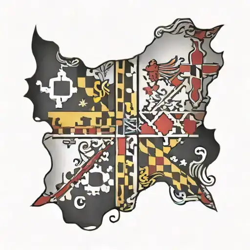 maryland flag merged tattoo design idea