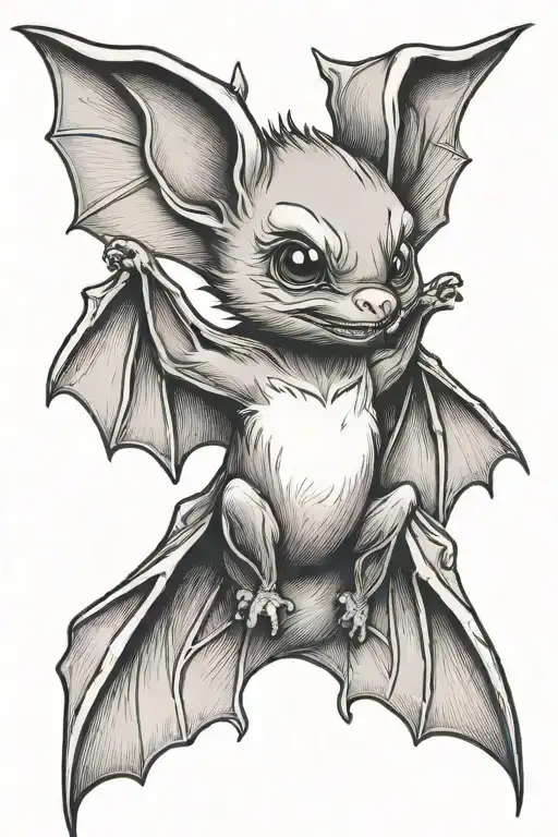 cute bat tattoo design idea