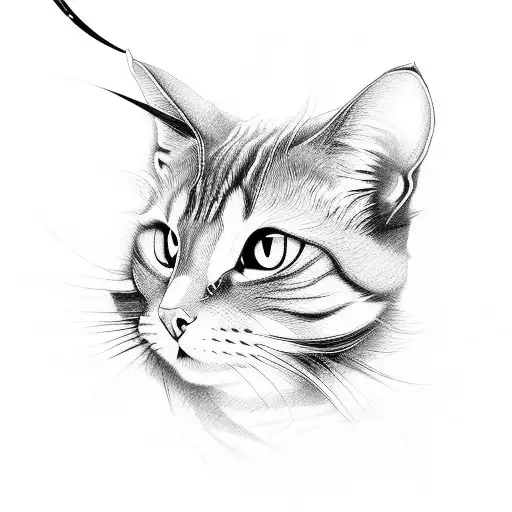 samurai cat tattoo design idea