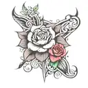 cover up tribal armband with rose tattoo design idea
