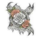 cover up tribal armband with rose tattoo design idea