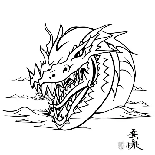 A minimalist angry dragon tattoo design idea