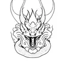 A minimalist angry dragon tattoo design idea