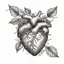 human heart in hand surrounded by tree branches  tattoo design idea
